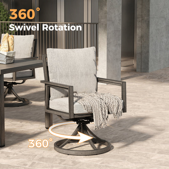 HAPPATIO Patio Dining Set, Outdoor Aluminum Dining Furniture Set, Cushioned Dining Chairs and Table for Deck Yard Poolside, Rust-Proof, Weather-Resistant, Easy Assembly