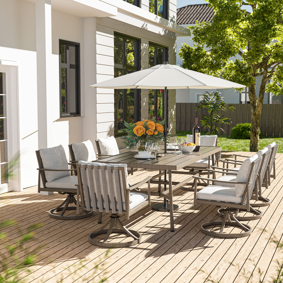 HAPPATIO Patio Outdoor Dining Set, Aluminum Patio Dining Set Includes 1 Outdoor Dining Table with Umbrella Hole and Dining Chairs, Patio Furniture Set for Lawn, Porch, or Backyard