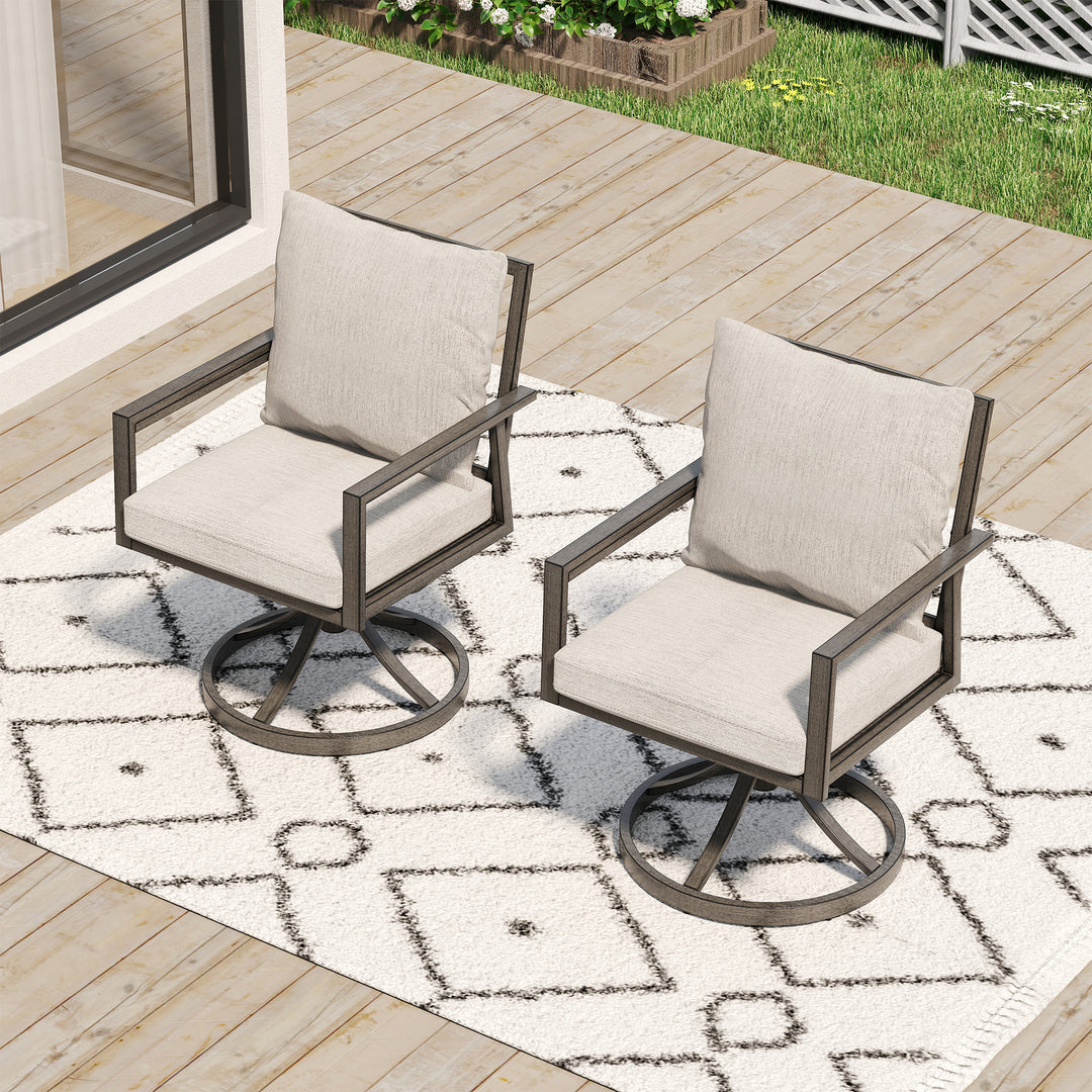 HAPPATIO Patio Dining Chairs Set, All-Weather Outdoor Dining Chair with Aluminum Frame and Removable Cushion, Ideal for Lawn Yard Backyard