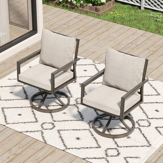 HAPPATIO Patio Dining Chairs Set, All-Weather Outdoor Dining Chair with Aluminum Frame and Removable Cushion, Ideal for Lawn Yard Backyard