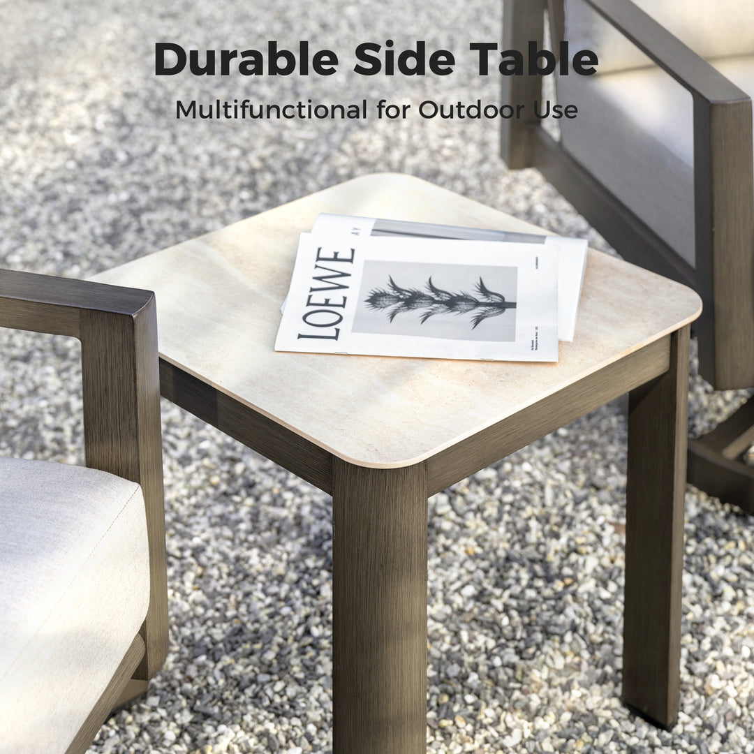 HAPPATIO Patio Conversation Set, 3-Piece Aluminum Oversized Patio Furniture Set with Rope Woven Backrest, Side Table and 2 Chairs with Thick Cushion, Hand-brushed Frame for Yard, Porch, Balcony