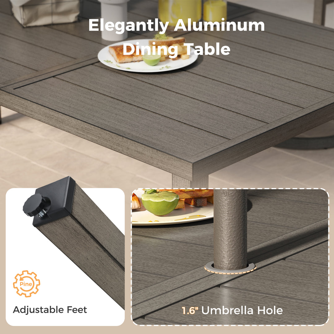 HAPPATIO Patio Dining Set, Outdoor Aluminum Dining Furniture Set, Cushioned Dining Chairs and Table for Deck Yard Poolside, Rust-Proof, Weather-Resistant, Easy Assembly