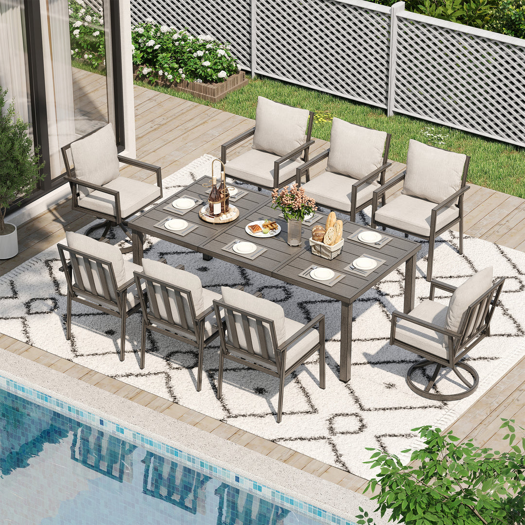 HAPPATIO Patio Dining Set, Outdoor Aluminum Dining Furniture Set, Cushioned Dining Chairs and Table for Deck Yard Poolside, Rust-Proof, Weather-Resistant, Easy Assembly
