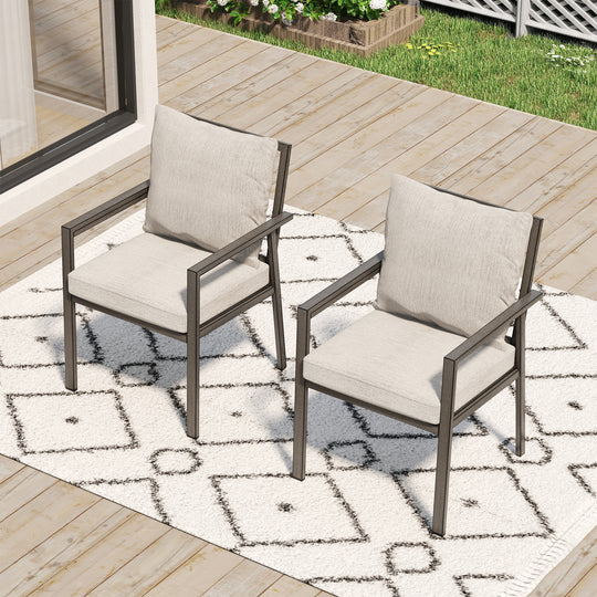 HAPPATIO Patio Dining Chairs Set, All-Weather Outdoor Dining Chair with Aluminum Frame and Removable Cushion, Ideal for Lawn Yard Backyard