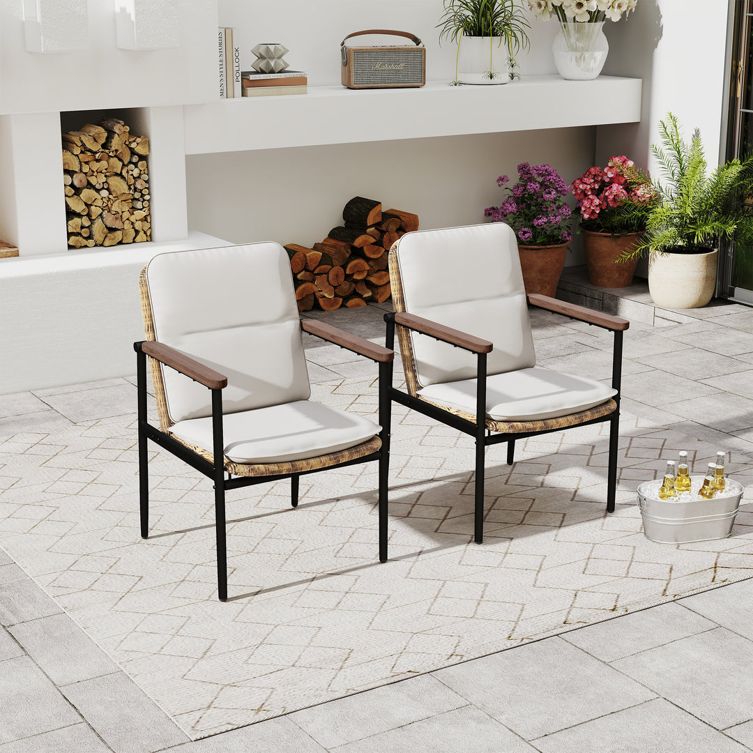 HAPPATIO Patio Dining Chairs Set, All-Weather Outdoor Dining Chair with Aluminum Frame and Removable Cushion, Ideal for Lawn Yard Backyard