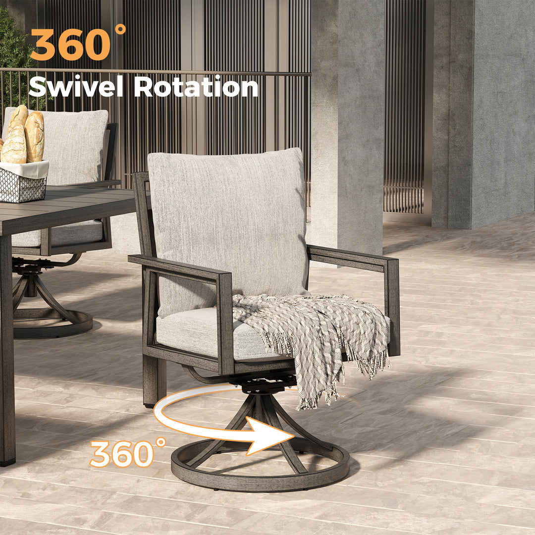 HAPPATIO Patio Dining Set, Outdoor Aluminum Dining Furniture Set, Cushioned Dining Chairs and Table for Deck Yard Poolside, Rust-Proof, Weather-Resistant, Easy Assembly