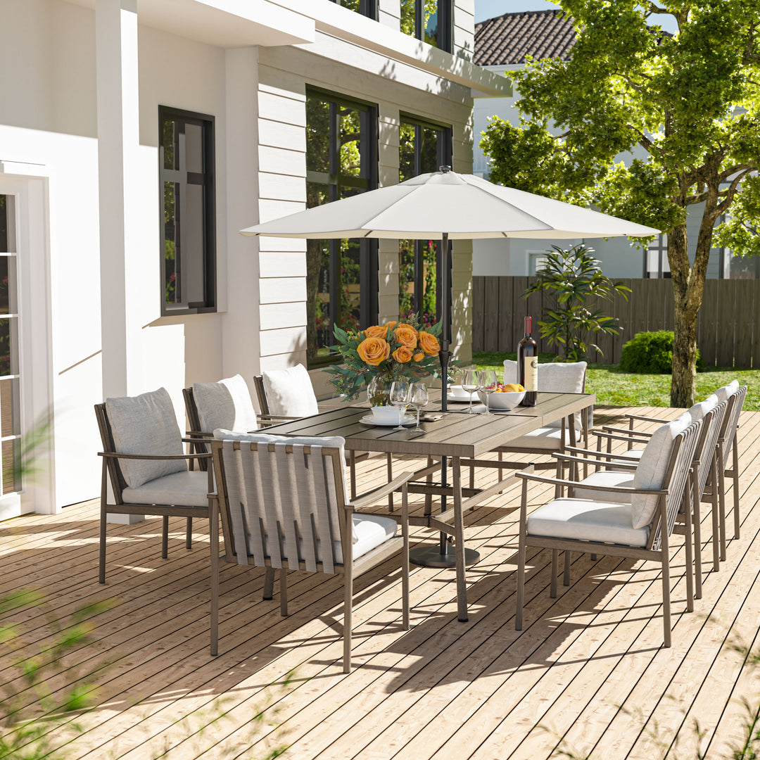 HAPPATIO Patio Outdoor Dining Set, Aluminum Patio Dining Set Includes 1 Outdoor Dining Table with Umbrella Hole and Dining Chairs, Patio Furniture Set for Lawn, Porch, or Backyard