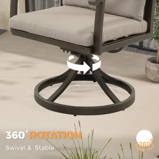 HAPPATIO Outdoor Dining Chairs Set, Aluminum Patio Dining Chairs with Curved Armrest, Removable Cushions for Patio, Deck