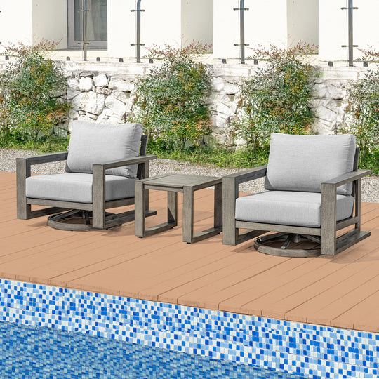 HAPPATIO Aluminum Patio Furniture Set, 3-Piece Oversized Outdoor Conversation Set with Deep Seating and Wide Armrest, Patio Conversation Sets with 6" Cushion