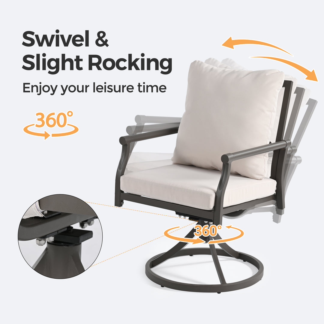 HAPPATIO Patio Dining Set, Metal Outdoor Table and Chairs  Ser, Powder-Coated Metal Chairs with Thickened Cushions, Rectangular Table with Umbrella Hole for Deck Backyard Lawn