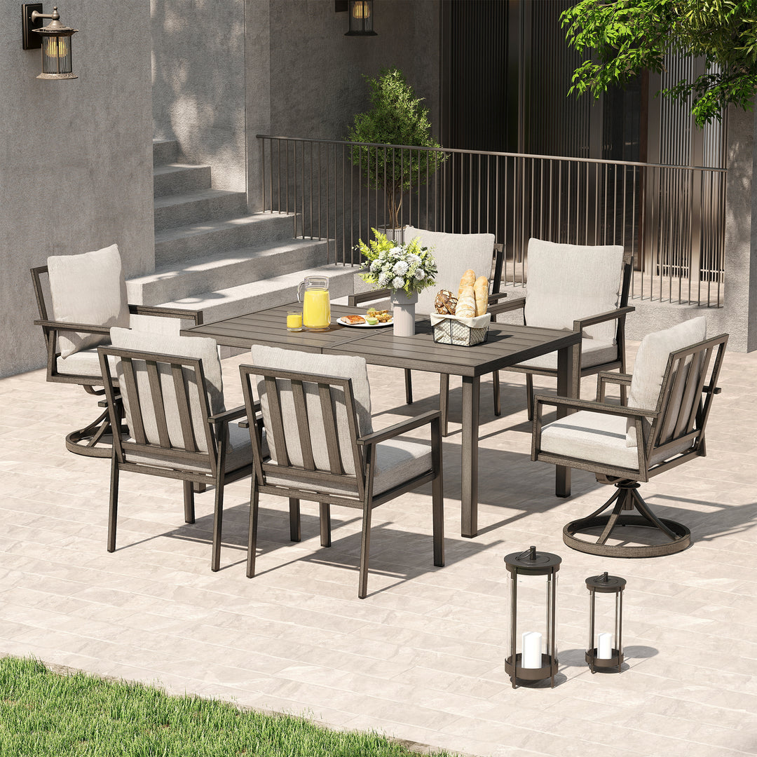 HAPPATIO Patio Dining Set, Outdoor Aluminum Dining Furniture Set, Cushioned Dining Chairs and Table for Deck Yard Poolside, Rust-Proof, Weather-Resistant, Easy Assembly