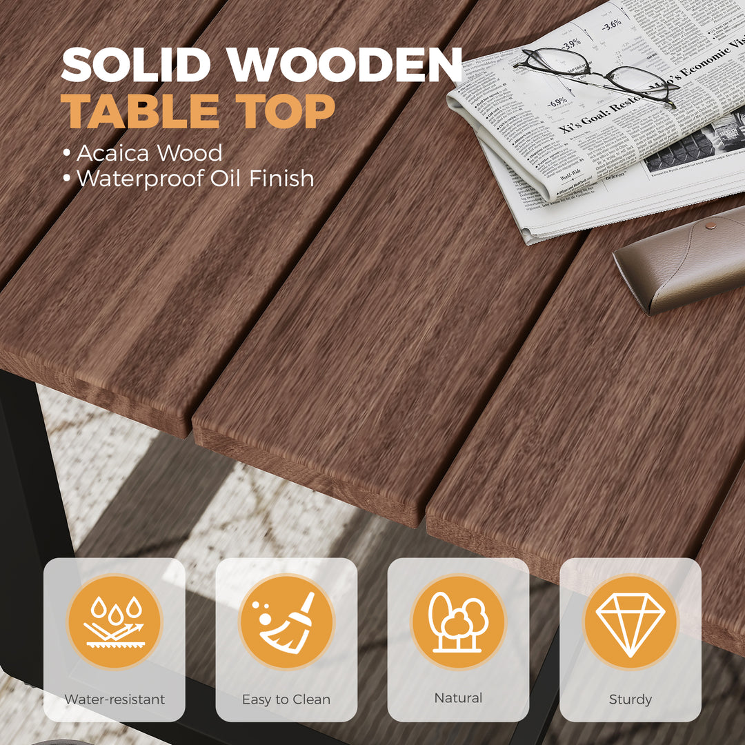 HAPPATIO 7 Piece Patio Dining Set Outdoor, 6 Wicker Chairs with Aluminum Frame and Olefin Cushions, Large Wooden Dining Table with Umbrella Hole,Patio Table and Chairs for Backyard Garden Porch