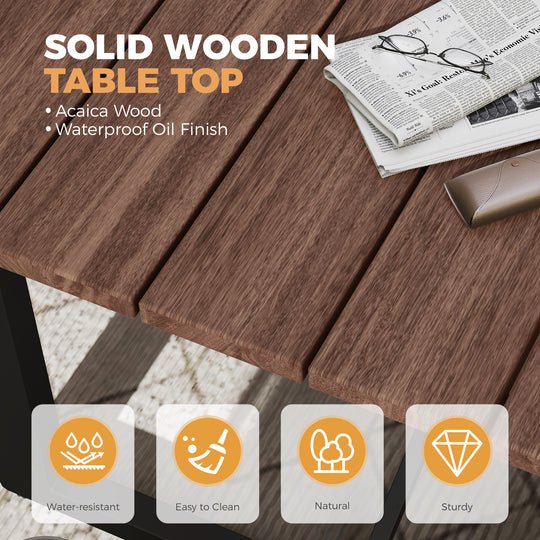 HAPPATIO 7 Piece Patio Dining Set Outdoor, 6 Wicker Chairs with Aluminum Frame and Olefin Cushions, Large Wooden Dining Table with Umbrella Hole,Patio Table and Chairs for Backyard Garden Porch