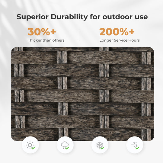 HAPPATIO Rattan Patio Dining Set, Outdoor Dining Set with Wicker Swivel Chairs, Powder-Coated Rectangular Dining Table with Umbrella Hole, Removable Cushions for Outside Lawn, Garden, Yard