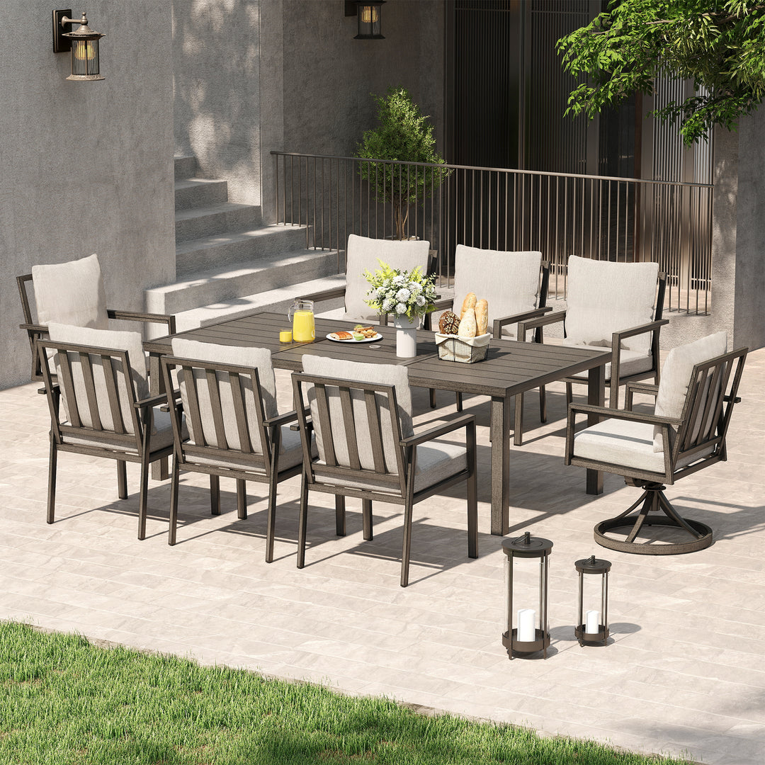 HAPPATIO Patio Dining Set, Outdoor Aluminum Dining Furniture Set, Cushioned Dining Chairs and Table for Deck Yard Poolside, Rust-Proof, Weather-Resistant, Easy Assembly