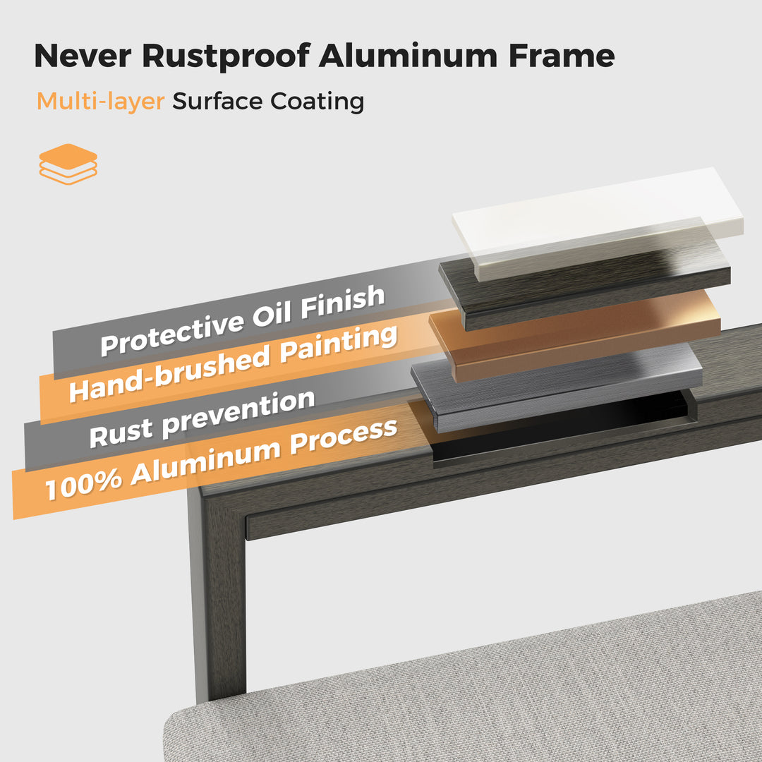 HAPPATIO Patio Dining Set, Outdoor Aluminum Dining Furniture Set, Cushioned Dining Chairs and Table for Deck Yard Poolside, Rust-Proof, Weather-Resistant, Easy Assembly