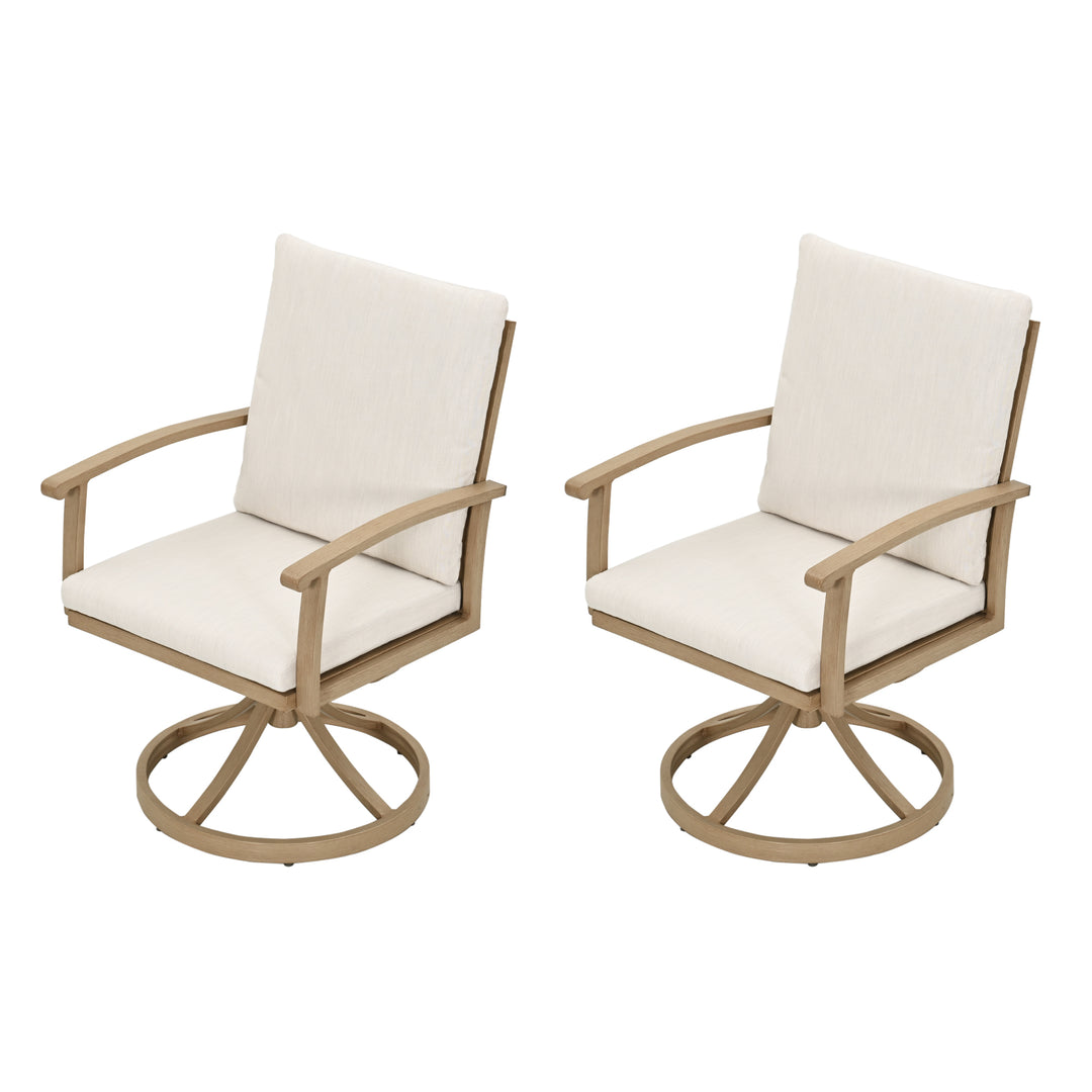 HAPPATIO Outdoor Dining Chairs Set, Aluminum Patio Dining Chairs with Curved Armrest, Removable Cushions for Patio, Deck