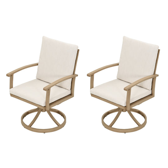 HAPPATIO Outdoor Dining Chairs Set, Aluminum Patio Dining Chairs with Curved Armrest, Removable Cushions for Patio, Deck