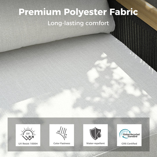 HAPPATIO Aluminum Patio Furniture Set, 4 Pieces Wood-like Oversized Conversation Set with Thick Cushion, Curved Tub Design with Woven Rope Accents for Garden, Backyard, Poolside