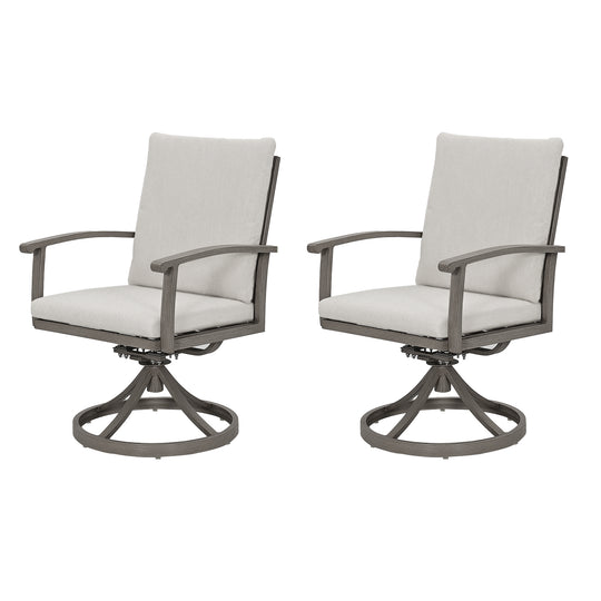 HAPPATIO Outdoor Dining Chairs Set, Aluminum Patio Dining Chairs with Curved Armrest, Removable Cushions for Patio, Deck