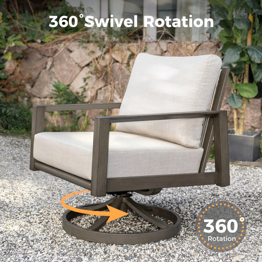 HAPPATIO Patio Conversation Set, 3-Piece Aluminum Oversized Patio Furniture Set with Rope Woven Backrest, Side Table and 2 Chairs with Thick Cushion, Hand-brushed Frame for Yard, Porch, Balcony