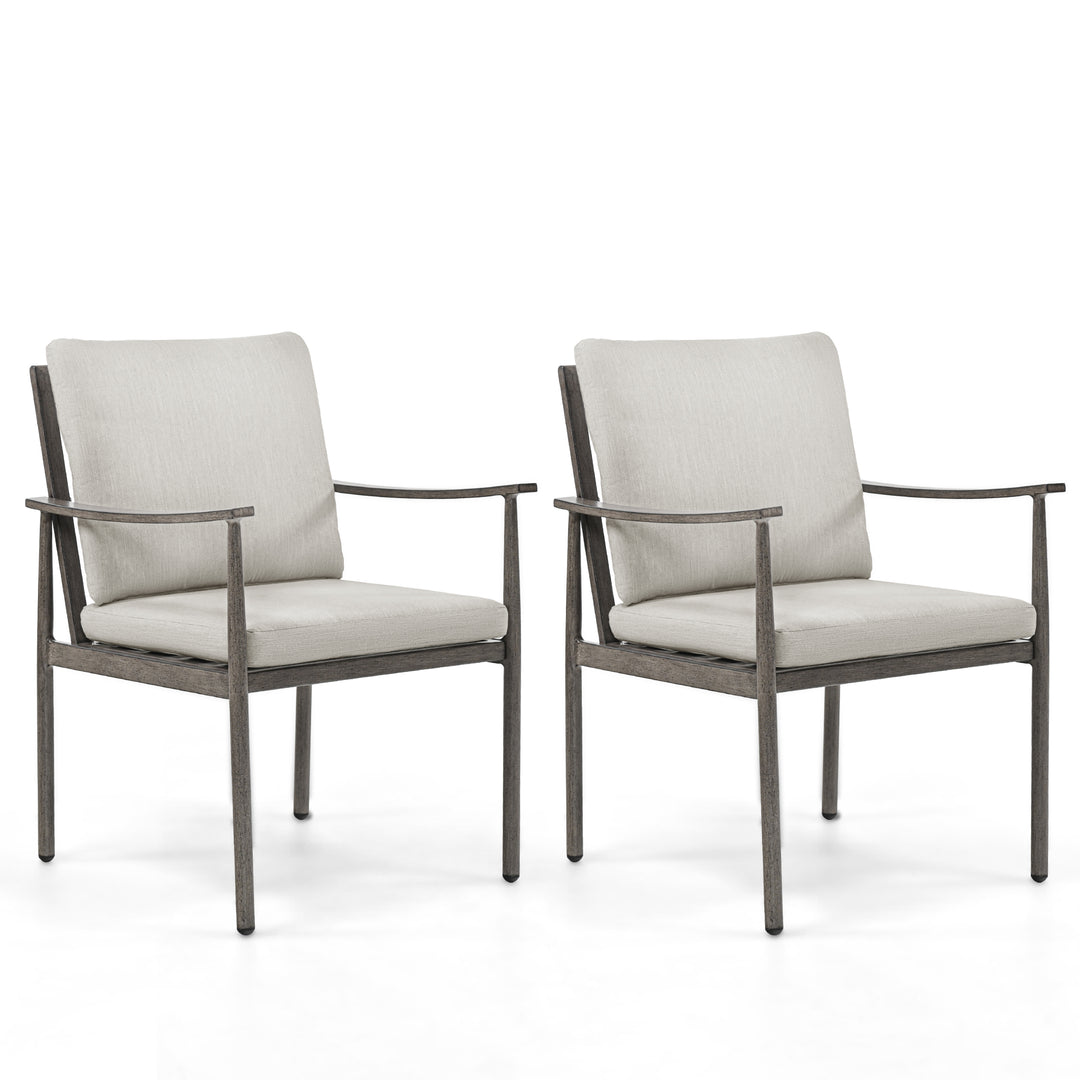 HAPPATIO Outdoor Dining Chairs Set, Aluminum Patio Dining Chairs with Cushion, Ergonomic Rope Design Backrest and Armrest,for Porch Backyard Pool