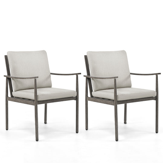 HAPPATIO Outdoor Dining Chairs Set, Aluminum Patio Dining Chairs with Cushion, Ergonomic Rope Design Backrest and Armrest,for Porch Backyard Pool