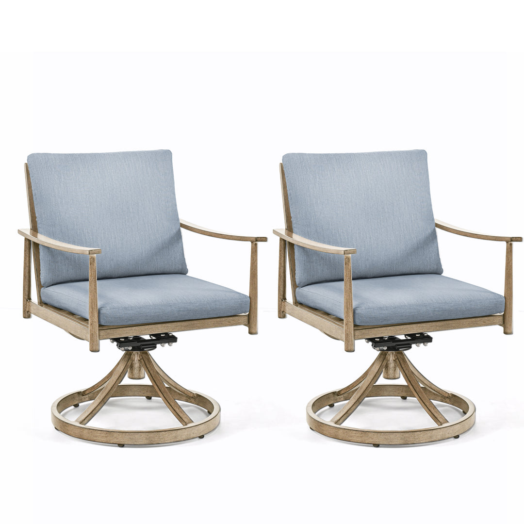 HAPPATIO Outdoor Dining Chairs Set, Aluminum Patio Dining Chairs with Cushion, Ergonomic Rope Design Backrest and Armrest,for Porch Backyard Pool