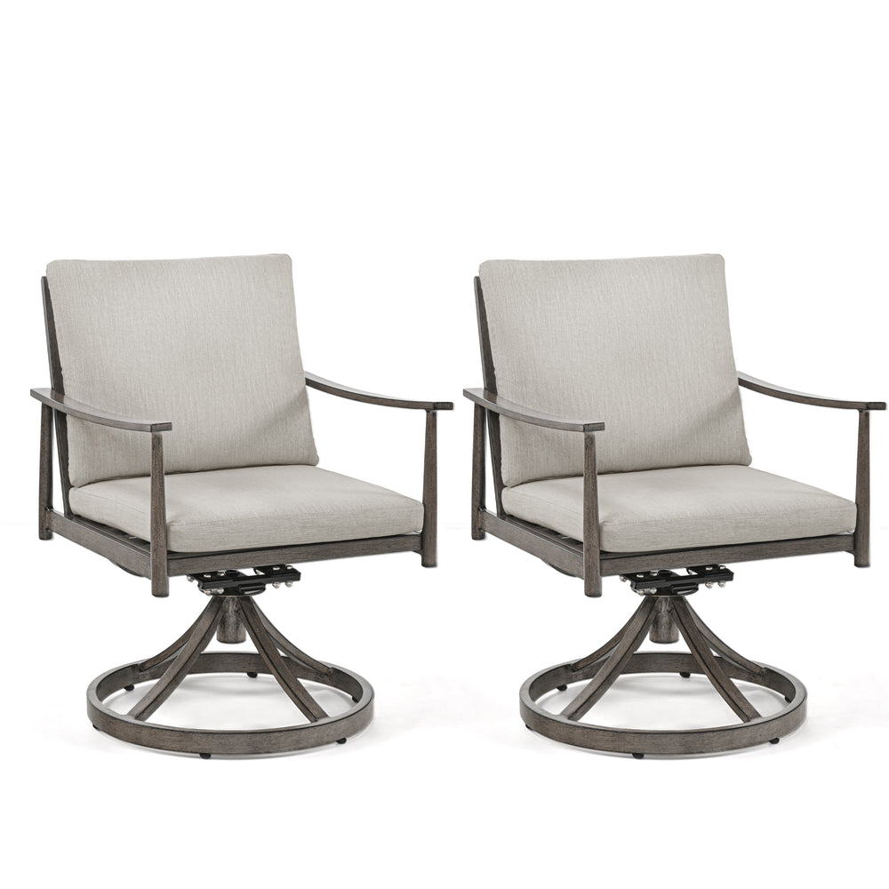 HAPPATIO Outdoor Dining Chairs Set, Aluminum Patio Dining Chairs with Cushion, Ergonomic Rope Design Backrest and Armrest,for Porch Backyard Pool