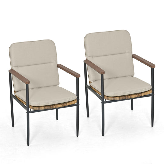 HAPPATIO Patio Dining Chairs Set, All-Weather Outdoor Dining Chair with Aluminum Frame and Removable Cushion, Ideal for Lawn Yard Backyard