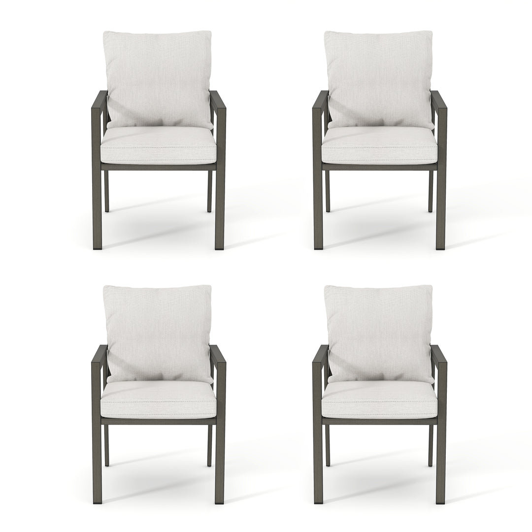 HAPPATIO Patio Dining Chairs Set, All-Weather Outdoor Dining Chair with Aluminum Frame and Removable Cushion, Ideal for Lawn Yard Backyard