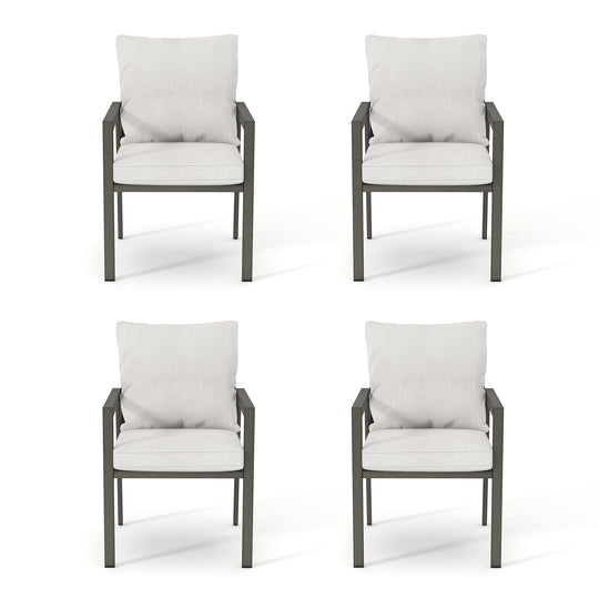 HAPPATIO Patio Dining Chairs Set, All-Weather Outdoor Dining Chair with Aluminum Frame and Removable Cushion, Ideal for Lawn Yard Backyard