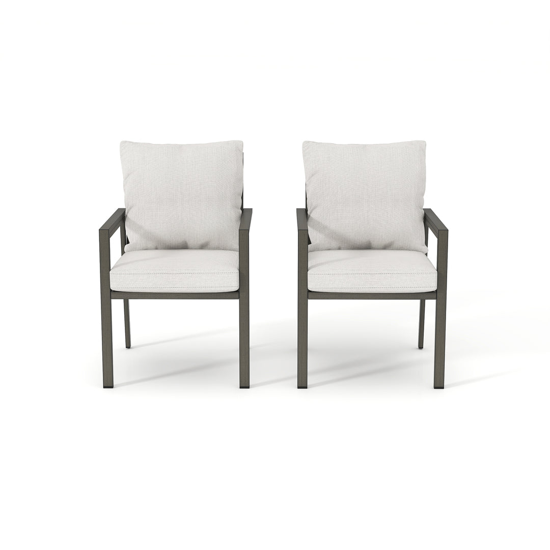 HAPPATIO Patio Dining Chairs Set, All-Weather Outdoor Dining Chair with Aluminum Frame and Removable Cushion, Ideal for Lawn Yard Backyard