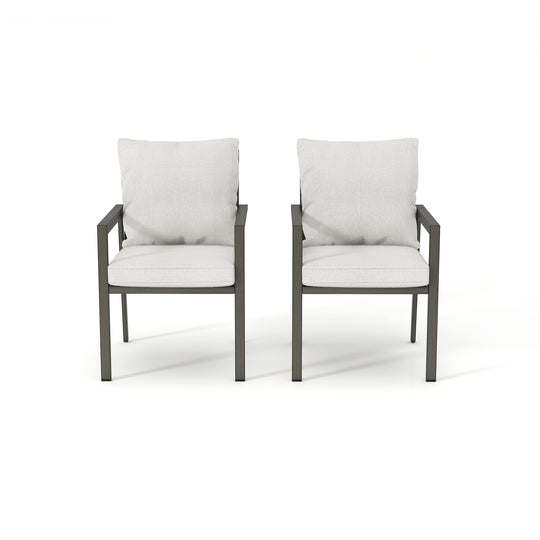 HAPPATIO Patio Dining Chairs Set, All-Weather Outdoor Dining Chair with Aluminum Frame and Removable Cushion, Ideal for Lawn Yard Backyard