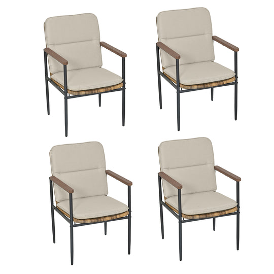 HAPPATIO Patio Dining Chairs Set, All-Weather Outdoor Dining Chair with Aluminum Frame and Removable Cushion, Ideal for Lawn Yard Backyard