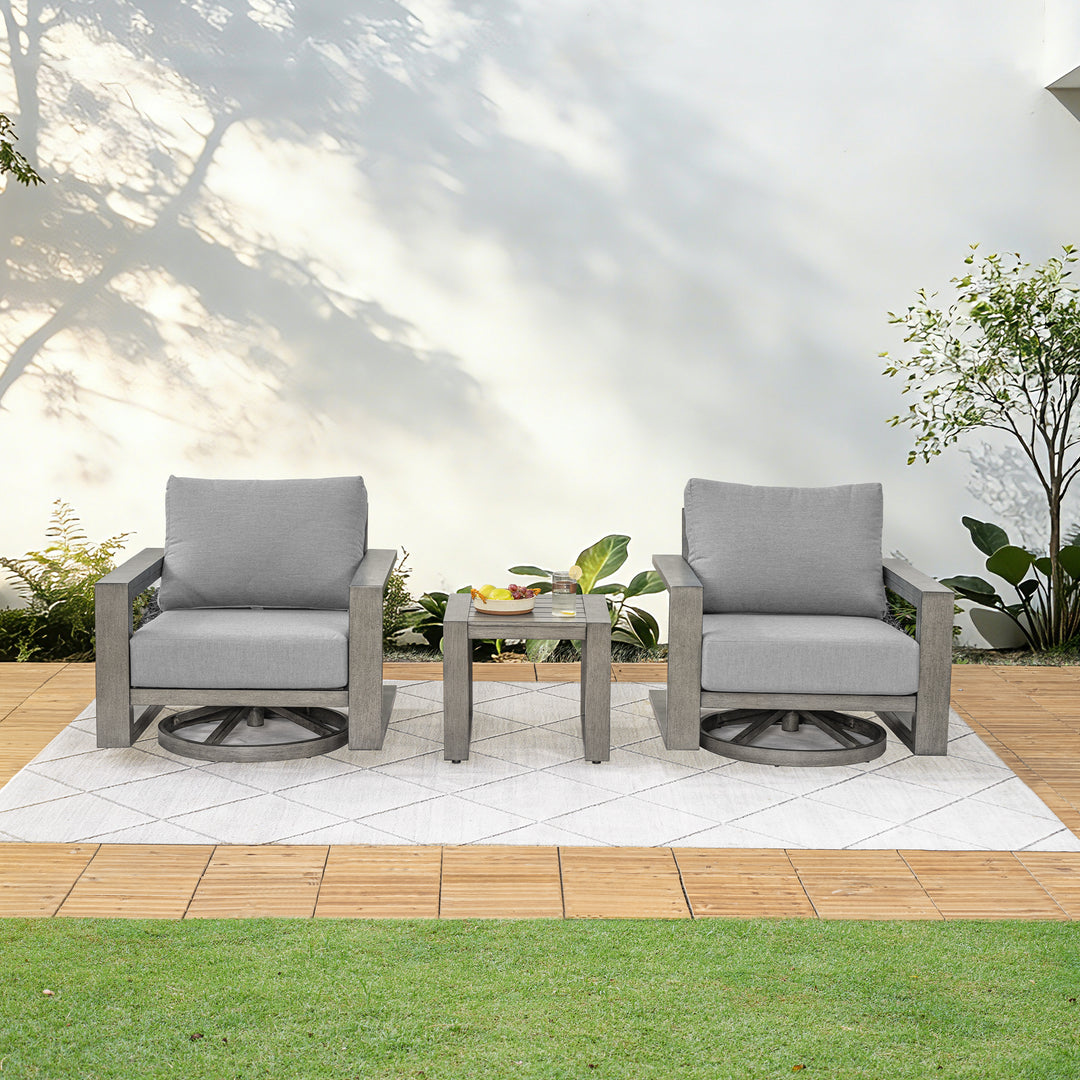 HAPPATIO Aluminum Patio Furniture Set, 3-Piece Oversized Outdoor Conversation Set with Deep Seating and Wide Armrest, Patio Conversation Sets with 6" Cushion