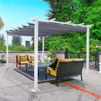 Pergola Retractable Pergola Canopy with White Frame for Backyards, Gardens, Patios, Outdoor Pergola with Sun and Rain-Proof Canopy