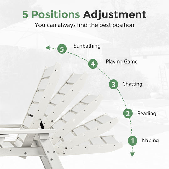 HAPPATIO Outdoor Lounge Chair, HDPE Chaise Lounge 5-Level Adjustable Backrest, Pool Lounge Chair with Wheels and Cup Holder, Waterproof Pool Plastic Recliner Chair for Patio Beach Poolside