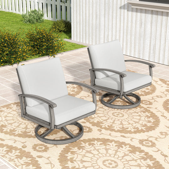 Outdoor Patio Swivel Sofa Chairs Set of 2, Aluminum Rocking Swivel Chairs with Thicken Removable Cushions, Waterproof and Easy Maintenance for Deck, Lawn, Outside