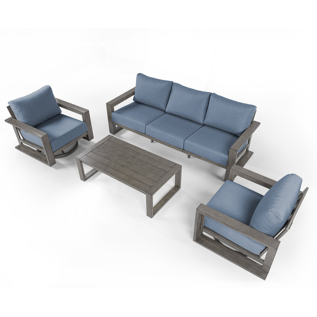HAPPATIO Aluminum Patio Furniture Set, 4-Piece Oversized Outdoor Conversation Set with Deep Seating and Wide Armrest, Armchairs with 6" Cushion