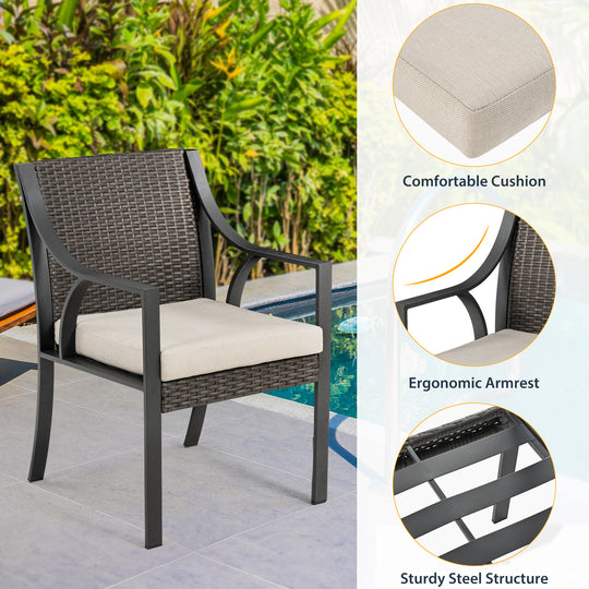 7 Piece Rattan Patio Dining Set