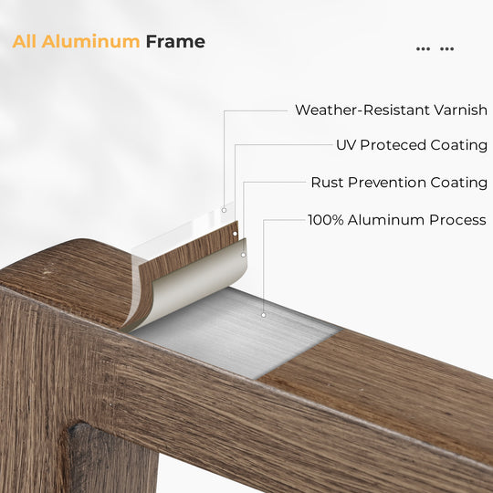 HAPPATIO Outdoor Dining Set,  Aluminum Patio Dining Set with Wood-Like Hand-Painted Finish, Dining Chairs with Waterproof Cushions, Easy Assembly for Backyard, Garden, Porch