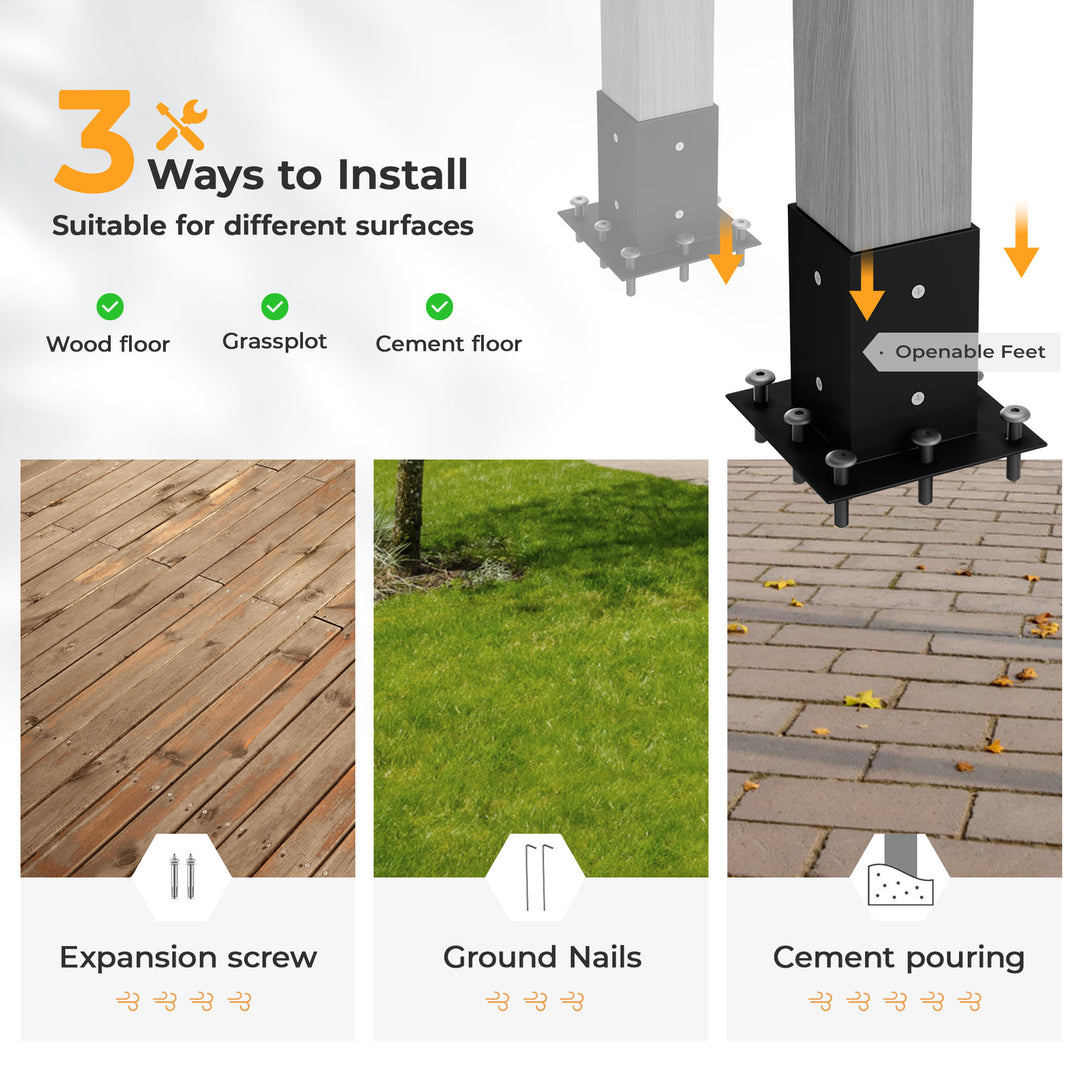 HAPPATIO 10' X 13' Outdoor Pergola Pretreated Wood Pergola for Deck, Backyard, Patio, Wooden Frame with Pergola Brackets and Expansion Screws