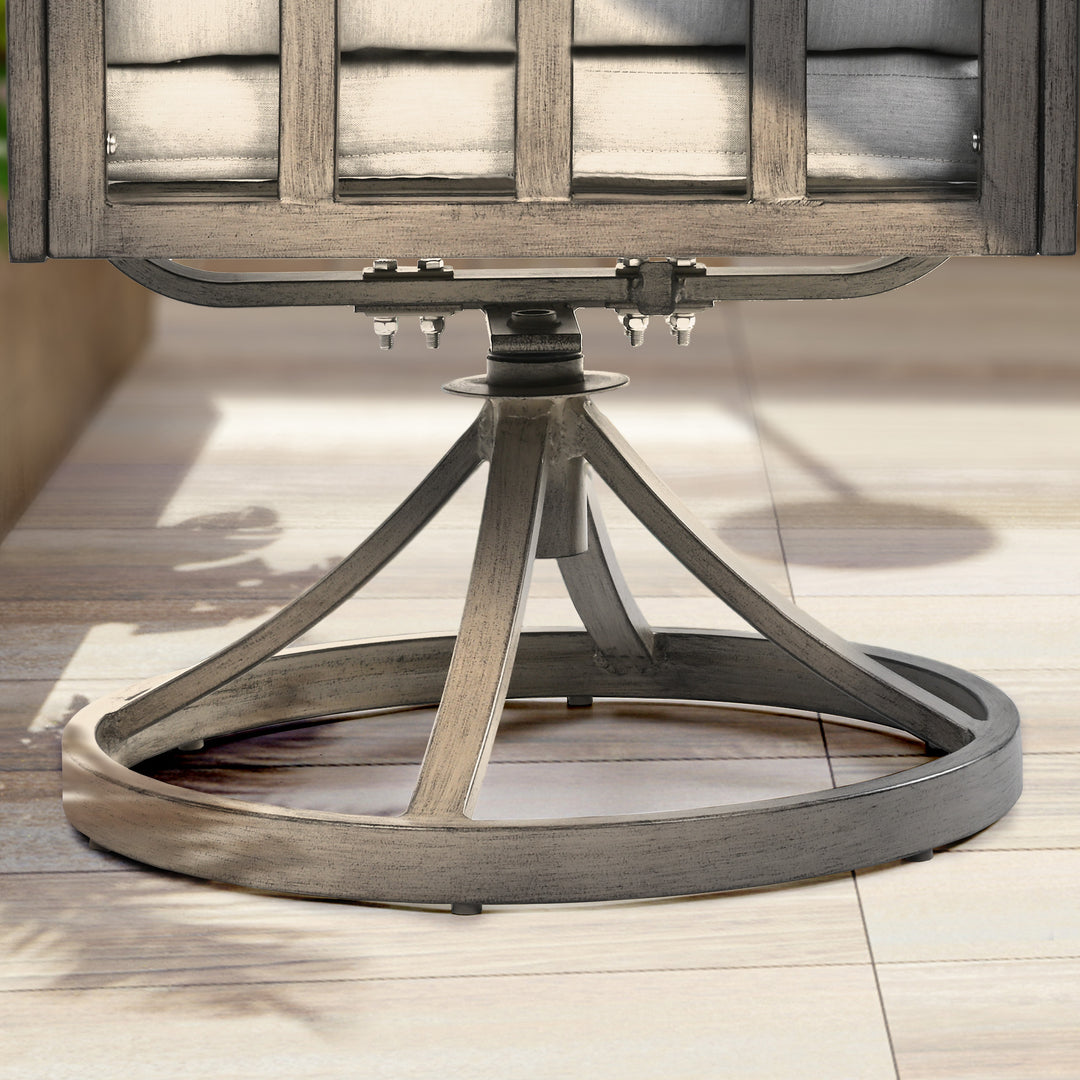 HAPPATIO Patio Dining Set, Aluminum Outdoor Dining Set, Dining Table with Umbrella Hole and 6 Chairs, Outdoor Table and Chairs with Removable Cushion for Lawn Yard Patio