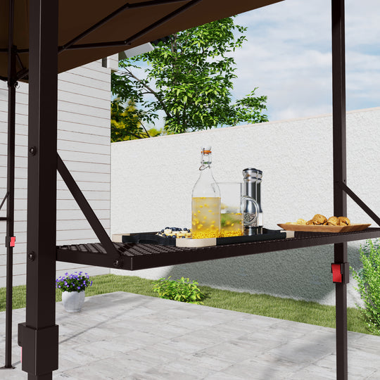 HAPPATIO 8×5 FT Pop Up Grill Gazebo, Outdoor Grill Canopy with Vented Roof & Side Shelves, Large Portable Canopy for Outdoor Barbecue, Backyard, Patio, Easy Set up