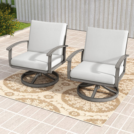 Outdoor Patio Swivel Sofa Chairs Set of 2, Aluminum Rocking Swivel Chairs with Thicken Removable Cushions, Waterproof and Easy Maintenance for Deck, Lawn, Outside