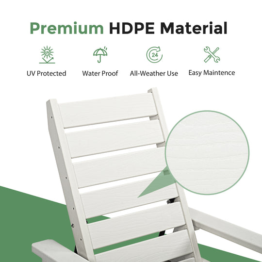 HAPPATIO Outdoor Lounge Chair, HDPE Chaise Lounge 5-Level Adjustable Backrest, Pool Lounge Chair with Wheels and Cup Holder, Waterproof Pool Plastic Recliner Chair for Patio Beach Poolside