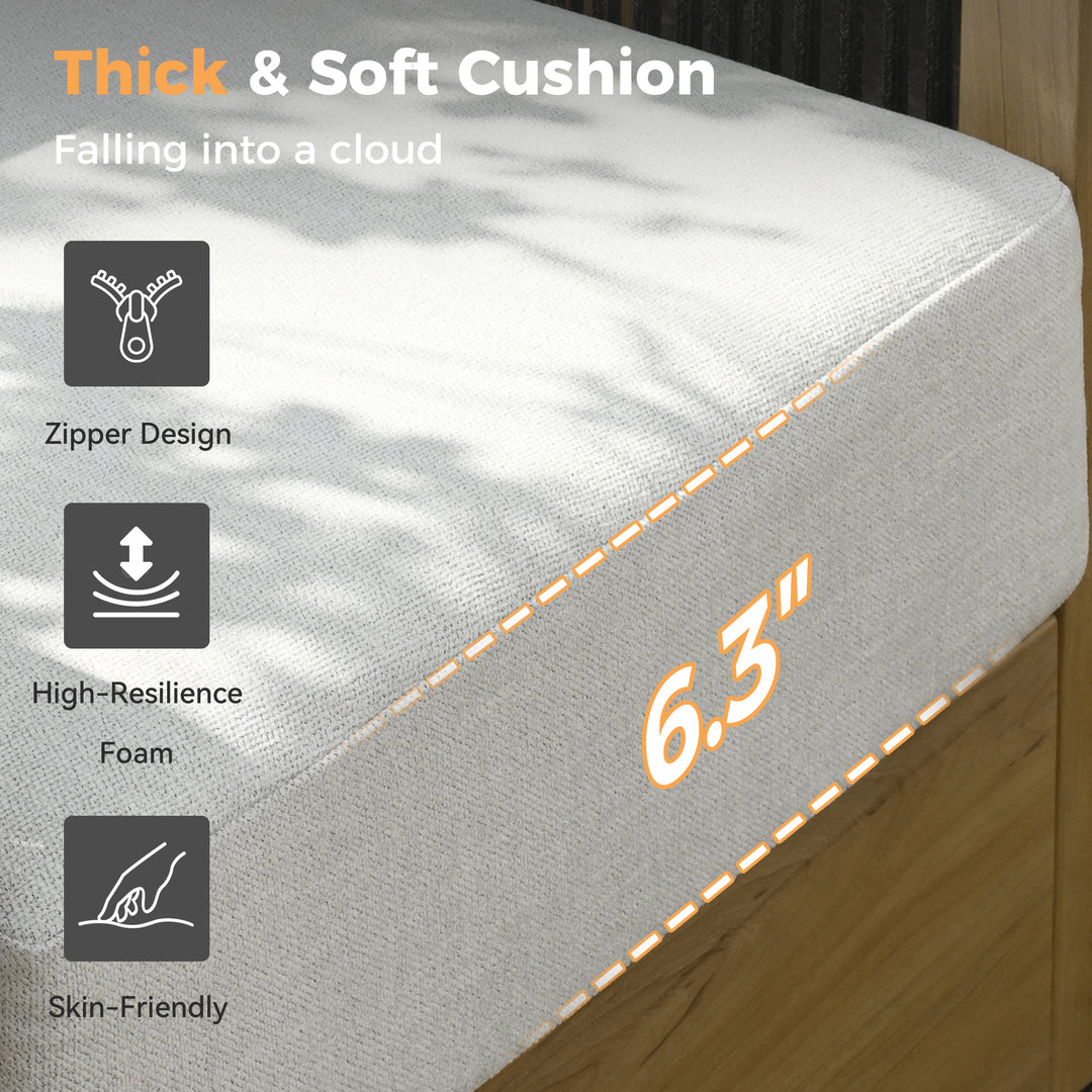 HAPPATIO Aluminum Patio Furniture Set, 4 Pieces Wood-like Oversized Conversation Set with Thick Cushion, Curved Tub Design with Woven Rope Accents for Garden, Backyard, Poolside