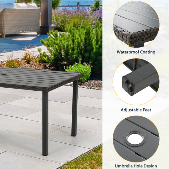 7 Piece Rattan Patio Dining Set
