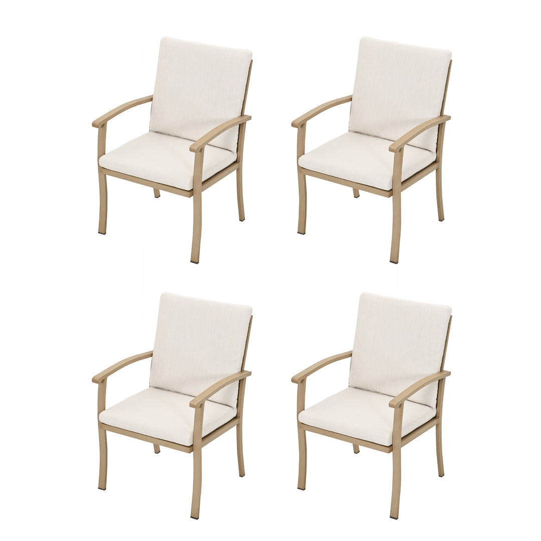 HAPPATIO Outdoor Dining Chairs Set, Aluminum Patio Dining Chairs with Curved Armrest, Removable Cushions for Patio, Deck